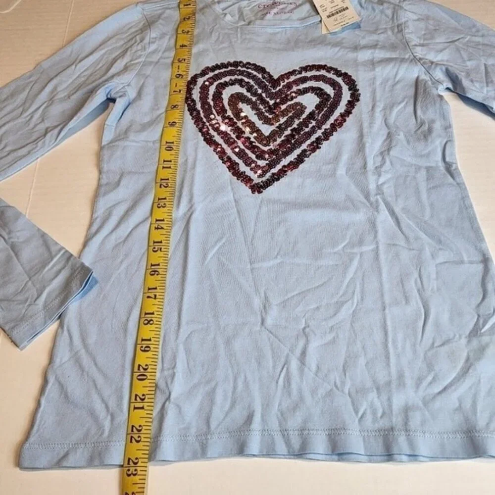 New Crewcuts by J.Crew girl size XL / 12-14 long sleeve sequin heart shirt
